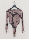 OUDE WAAG 25 Autumn/Winter Stretch Velvet Bodysuit OW-OW-25AW-BD03P2WI018-ML Beige Gray Print